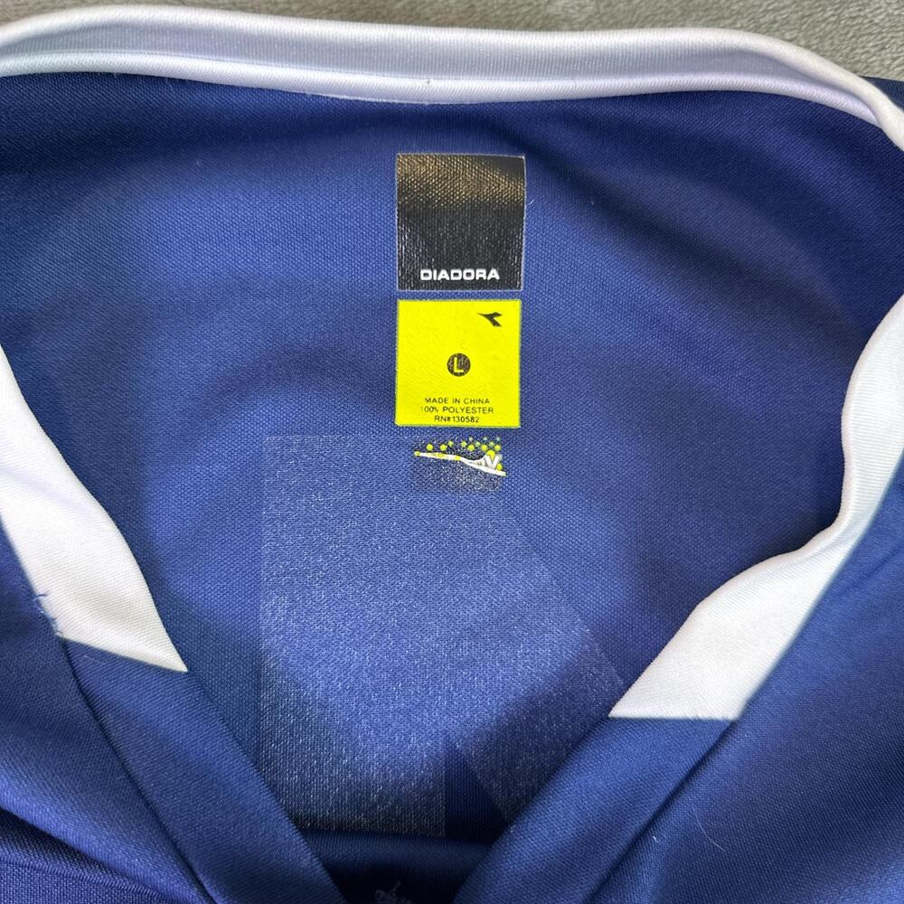 Y2K Diadora Soccer Jersey Blue 4Life Sponsor 4 Football Shirt Mens Large - Picture 3 of 8